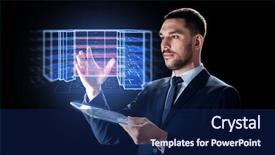  Presentation with architecture construction - Colorful presentation theme enhanced with architecture technology and construction concept backdrop and a navy blue colored foreground