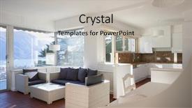  Presentation with living room - Colorful presentation design enhanced with living room with window overlooking backdrop and a light gray colored foreground