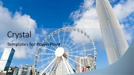  Presentation with hong kong - Cool new PPT layouts with architecture themes - hong kong observation wheel backdrop and a light blue colored foreground