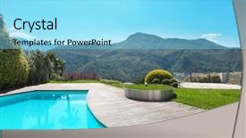  Presentation with swimming pool - Cool new slide deck with architecture villa with swimming pool backdrop and a arctic colored foreground