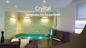  Presentation with hot tub - Presentation theme consisting of architecture wide loft with hot tub living room background and a gray colored foreground