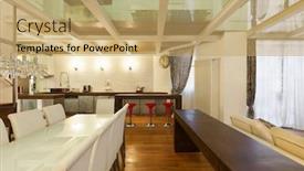  Presentation with dining - PPT theme consisting of architecture wide loft with modern furniture dining room background and a yellow colored foreground