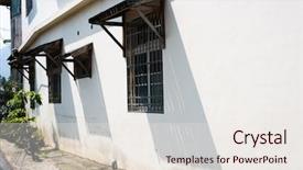  Presentation with architecture city - Presentation design with architecture with window and shadow background and a sky blue colored foreground