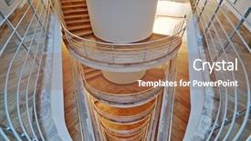  Presentation with stairs - Colorful PPT theme enhanced with architecture wood - flights of stairs that go backdrop and a coral colored foreground
