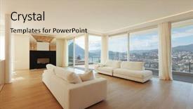  Presentation with automotive dashboard interior engineering - Colorful presentation design enhanced with architecture wood - interior big livingroom backdrop and a soft green colored foreground