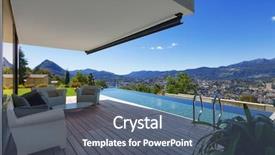  Presentation with infinity - Beautiful presentation theme featuring architecture wood - modern house with infinity pool backdrop and a ocean colored foreground