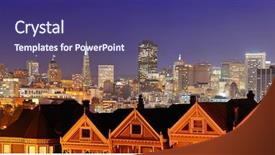  Presentation with san francisco - Beautiful presentation theme featuring architectures at night from alamo backdrop and a violet colored foreground