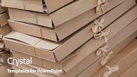  Presentation with archive - Amazing PPT theme having archive moving - stacks of paper files backdrop and a  colored foreground