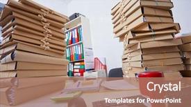  Presentation with files - Cool new PPT layouts with archive moving - stacks of paper files backdrop and a  colored foreground
