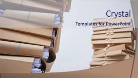  Presentation with tan book stack stacks of books - PPT layouts enhanced with archive moving - stacks of paper files background and a  colored foreground