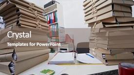  Presentation with files - Cool new slide deck with archive moving - stacks of paper files backdrop and a  colored foreground