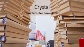  Presentation with files - PPT layouts enhanced with archive moving - stacks of paper files background and a  colored foreground