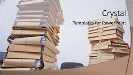  Presentation with tan book stack stacks of books - PPT theme consisting of archive moving - stacks of paper files background and a  colored foreground