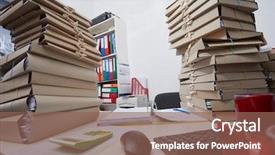  Presentation with files - Colorful slide set enhanced with archive moving - stacks of paper files backdrop and a  colored foreground