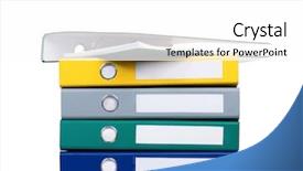  Presentation with half white and half bright coloured - Beautiful slide deck featuring archive saving - bright office folders isolated backdrop and a  colored foreground