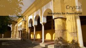  Presentation with cordoba - Beautiful PPT theme featuring archs of cordoba mosque in spain backdrop and a gold colored foreground