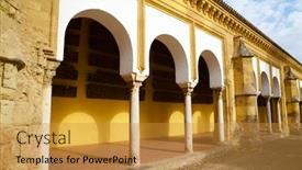  Presentation with cordoba - Slide set with archs of cordoba mosque in spain background and a gold colored foreground
