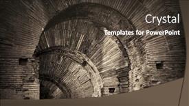  Presentation with forum - Theme with archway closeup rome forum with ruins of historical buildings italy background and a tawny brown colored foreground