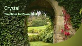 Presentation with english - Colorful presentation enhanced with view of english garden backdrop and a tawny brown colored foreground