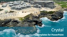  Presentation with hotel construction - Amazing presentation theme having arcitecture - hotel is under construction backdrop and a ocean colored foreground