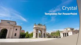  Presentation with local history italy - Audience pleasing presentation design consisting of arco-della-pace-or-arch backdrop and a teal colored foreground