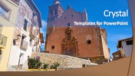  Presentation with church - Presentation having arcos de las salinas church background and a  colored foreground
