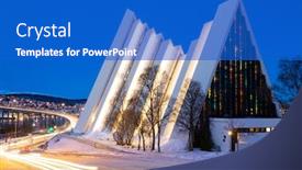 Presentation with norway - Presentation theme featuring arctic-cathedral-in-tromso-northern background and a cobalt blue colored foreground