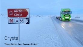  Presentation with circle - Presentation featuring arctic-circle-road-in-norway background and a  colored foreground