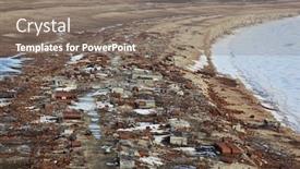  Presentation with environmental pollution - PPT theme with arctic coast pollution - global environmental background and a gray colored foreground