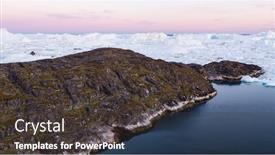 Presentation with iceberg - Theme enhanced with arctic-landscape-nature-with-icebergs background and a tawny brown colored foreground
