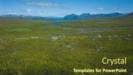  Presentation with blue and yellow green - Theme with arctic-nature-of-scandinavia background and a tawny brown colored foreground