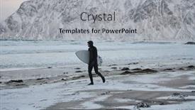  Presentation with surfing - Beautiful PPT theme featuring arctic-surfer-going-by-beach backdrop and a light gray colored foreground