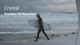  Presentation with surfing - Amazing PPT layouts having arctic-surfer-going-by-beach backdrop and a gray colored foreground