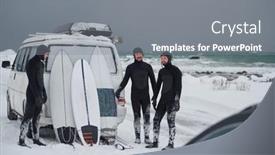  Presentation with surfing - Cool new PPT layouts with arctic-surfers-in-wetsuit backdrop and a gray colored foreground