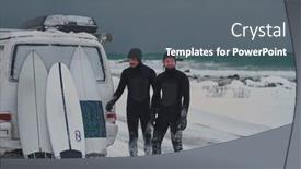  Presentation with surfing - Colorful PPT layouts enhanced with arctic-surfers-in-wetsuit backdrop and a gray colored foreground