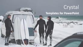  Presentation with surfing - Slide deck featuring arctic-surfers-in-wetsuit background and a gray colored foreground
