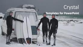  Presentation with surfing - PPT layouts with arctic-surfers-in-wetsuit background and a gray colored foreground