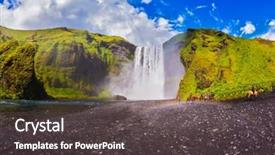  Presentation with tour - Slide set enhanced with horses meadow - huge picturesque waterfall flowing background and a dark gray colored foreground
