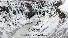  Presentation with winter river - Audience pleasing PPT theme consisting of panorama winter landscape river and cliff at northern iceland backdrop and a light gray colored foreground