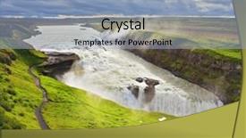  Presentation with waterfall - Slide set consisting of water abyss enormous waterfall gyullfoss background and a light blue colored foreground