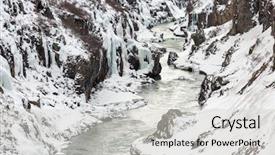  Presentation with winter landscape winter tree - PPT theme consisting of winter landscape river and cliff background and a light gray colored foreground