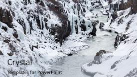  Presentation with winter river - Presentation consisting of winter landscape river and cliff at northern iceland background and a light blue colored foreground