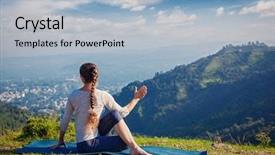  Presentation with spinal - Beautiful slide deck featuring ardha matsyendrasana - seated spinal twist backdrop and a light blue colored foreground