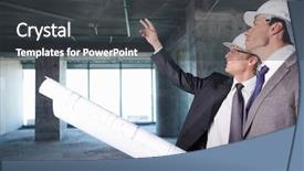  Presentation with safety construction - PPT theme having are checking on a construction background and a dark gray colored foreground