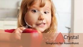  Presentation with blonde holds a magnifying glass - Colorful slides enhanced with are considering a magnifying glass backdrop and a coral colored foreground