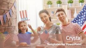  Presentation with 4th july - Theme consisting of are doing burgers happy family background and a coral colored foreground