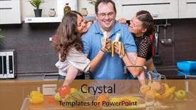  Presentation with women - Slide deck consisting of are fed bananas midle age background and a gold colored foreground