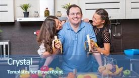  Presentation with green bananas hanging on banana - Slides having are fed bananas midle age background and a  colored foreground