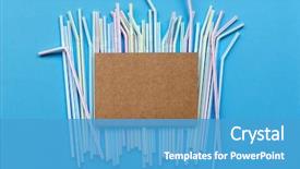  Presentation with straw - Cool new PPT theme with are harmful to the environment backdrop and a teal colored foreground