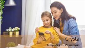  Presentation with loving mom - PPT theme featuring are having fun with phone background and a yellow colored foreground